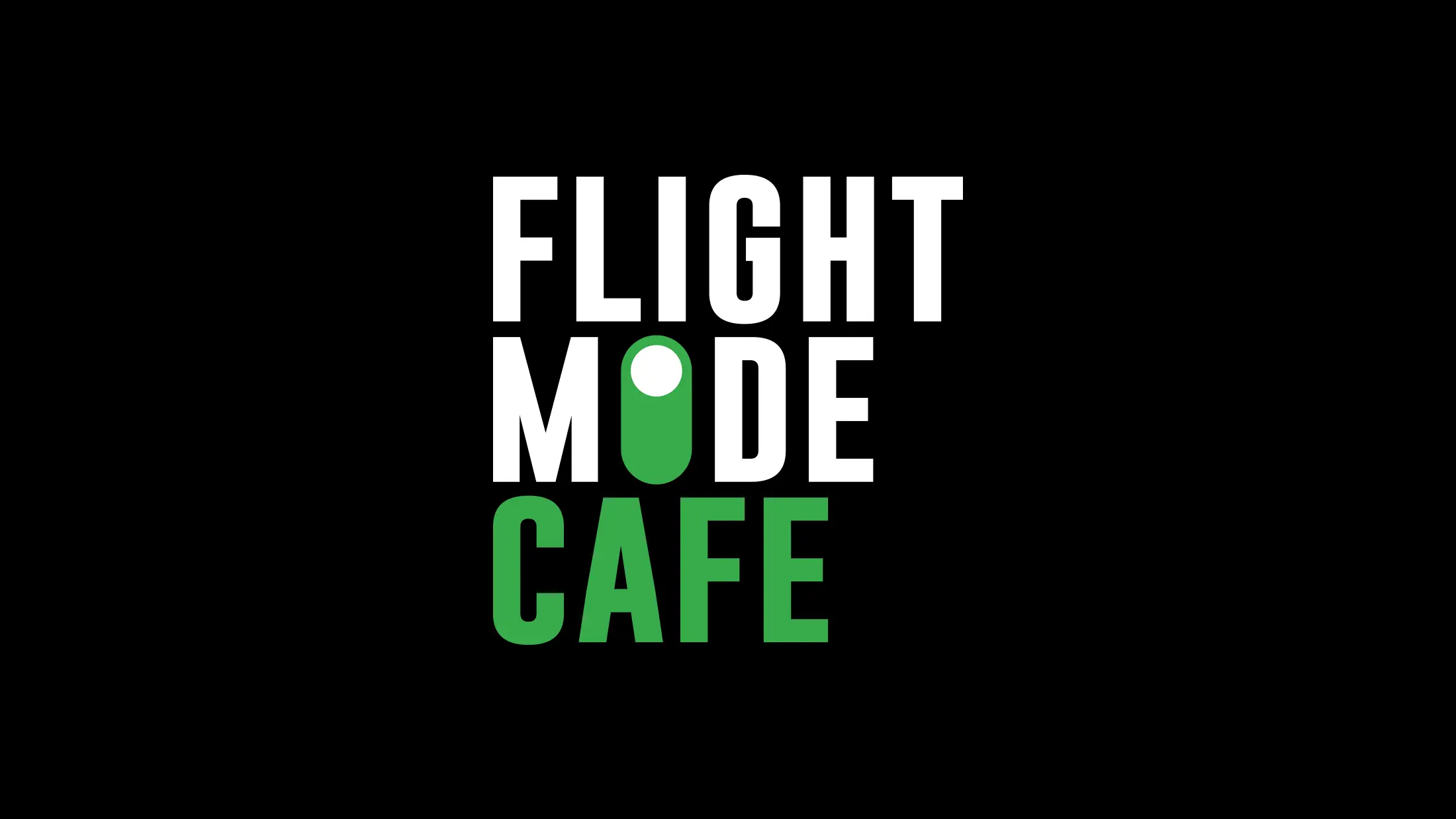 Flight Mode Cafe flight mode cafe logo tasarımı uçuş modu toggle işareti yeşil siyah